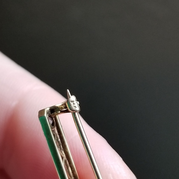 Art Deco14KGold Diamond&Sapphire Bar Brooch 1930's - Picture 4 of 5